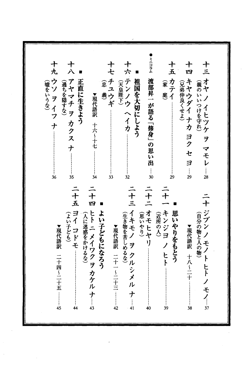 国民の修身 4頁目（目次）